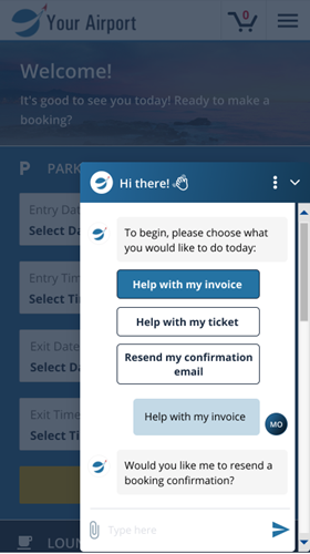 Rezcomm AI Chatbot - FAQ Example-Mobile View